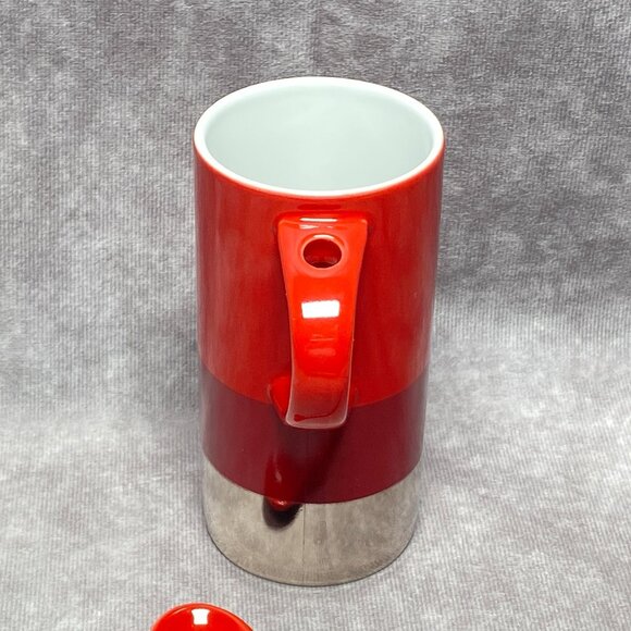 Starbucks 2014 Verismo Red/Silver Espresso Coffee Mug Cup With Ceramic Spoon 8oz - Picture 5 of 10